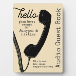 Wedding Audio Guest Book Sign Black Phone on Cream Fotoplatte