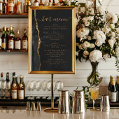 Wedding Bar Menu Black Gold Agate Dark Poster