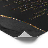 Wedding Bar Menu Black Gold Agate Dark Poster (Ecke)