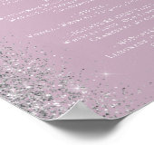 Wedding Bar Menu Dusty Lilac Silver Glitzer Poster (Ecke)