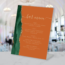 Wedding Bar Menu Emerald Green Agate Burnt Orange Sockelschild