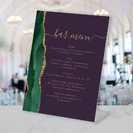Wedding Bar Menu Emerald Green Gold Agate Lila Sockelschild