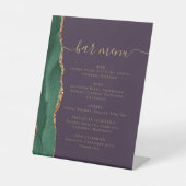 Wedding Bar Menu Emerald Green Gold Agate Lila Sockelschild (Vorderseite)