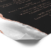 Wedding Bar Menu Gray Rose Gold Agate Dark Poster (Ecke)