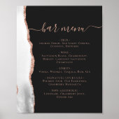Wedding Bar Menu Gray Rose Gold Agate Dark Poster (Vorne)