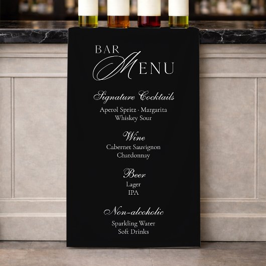 Wedding Bar Menu | Modern Black & White Sign Banner