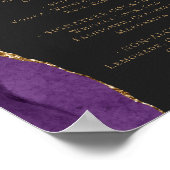 Wedding Bar Menu Purple Gold Agate Dark Poster (Ecke)