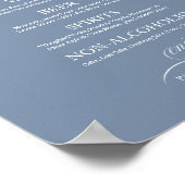 Wedding Bar Menu Sign Chic Dusty Blue Poster (Ecke)