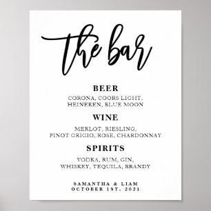 Wedding Bar Menu Sign Poster