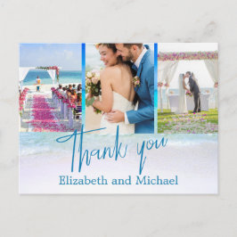 Wedding Beach Blue Ocean 3 Foto Elegant Vielen Dan Postkarte