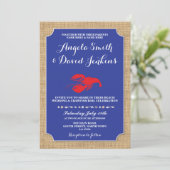 Wedding Beach Burlap Crawfish Boil Lobster Einladu Einladung (Stehend Vorderseite)