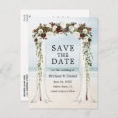 Wedding Beach Canopy Watercolor Boho Floral Ankündigungspostkarte (Vorne/Hinten)