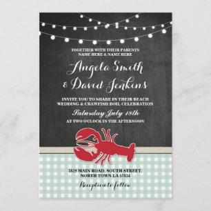 Wedding Beach Chalk Crawfish Boil Lobster Einladun Einladung