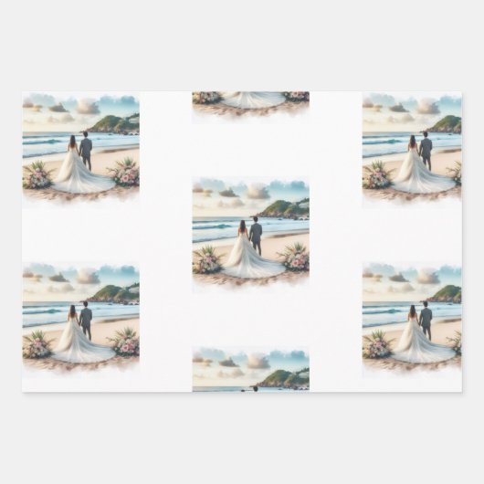 Wedding Beach Couple Geschenkpapier Set (Vorderseite 3)
