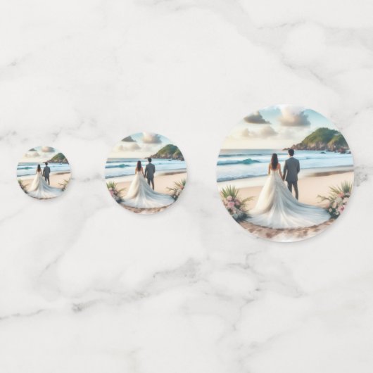 Wedding Beach Couple Konfetti (Vorderseiten)