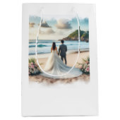 Wedding Beach Couple Mittlere Geschenktüte (Vorderseite)