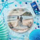Wedding Beach Couple Pappteller (Party)