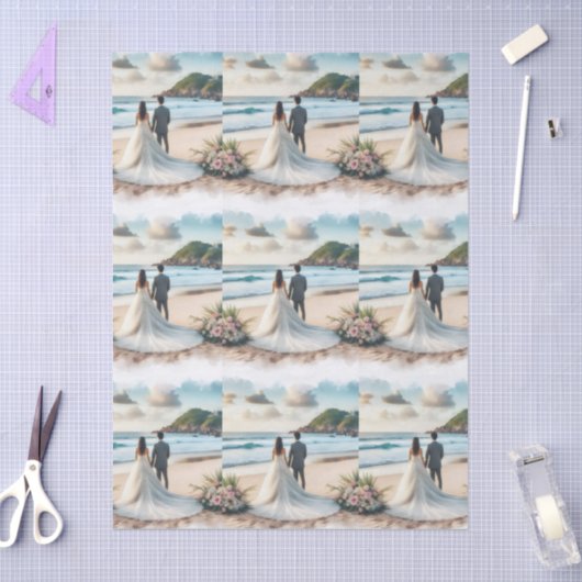 Wedding Beach Couple Seidenpapier (Basteln)