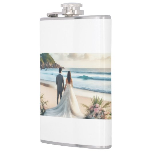 Wedding Beach Couples Flachmann (Links)