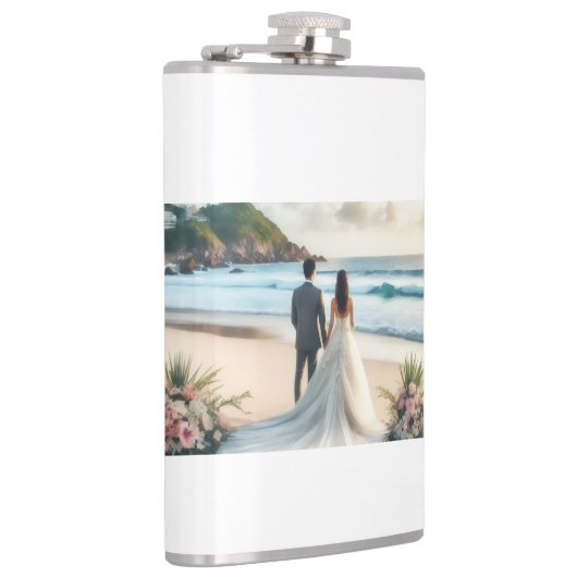 Wedding Beach Couples Flachmann (Rechts)