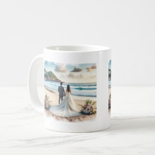 Wedding Beach Couples Kaffeetasse (Vorderseite Links)