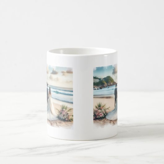 Wedding Beach Couples Kaffeetasse (Mittel)