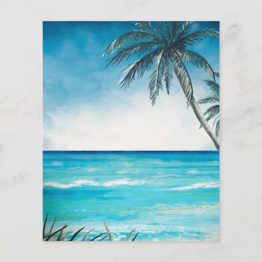 Wedding Beach Destination Ocean Watercolor Budget Flyer (Hinten)