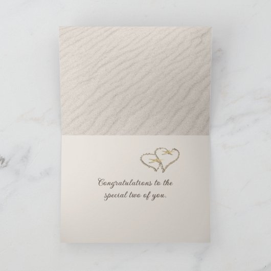 Wedding Beach Hearts in Sand Karte (Innenseite)