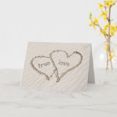 Wedding Beach Hearts in Sand Karte (Gelbe Blume)