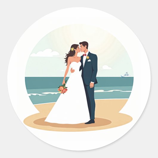 Wedding Beach Kiss Sticker (Vorderseite)