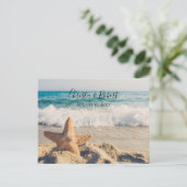 Wedding Beach Szene mit Starfish Danke Postkarte (Stehend Vorderseite)