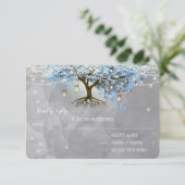 Wedding Bell Blue Heart Leaf Tree UAWG RSVP Karte (Stehend Vorderseite)