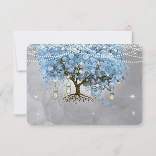 Wedding Bell Blue Heart Leaf Tree UAWG RSVP Karte (Rückseite)