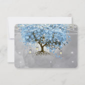 Wedding Bell Blue Heart Leaf Tree UAWG RSVP Karte (Rückseite)