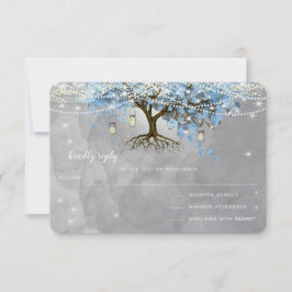 Wedding Bell Blue Heart Leaf Tree UAWG RSVP Karte