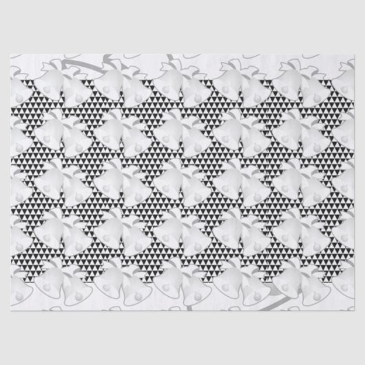 Wedding Bells Blk White Geo Seidenpapier (Vorderseite)