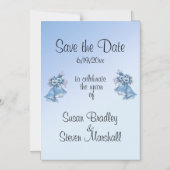 Wedding Bells Blue Save the Date Magneteinladung (Vorderseite)