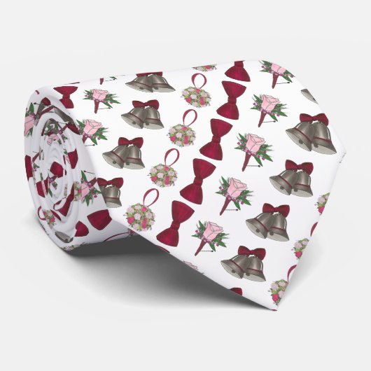 Wedding Bells Blume Boutonniere Bow Groom Krawatte (Gerollt)