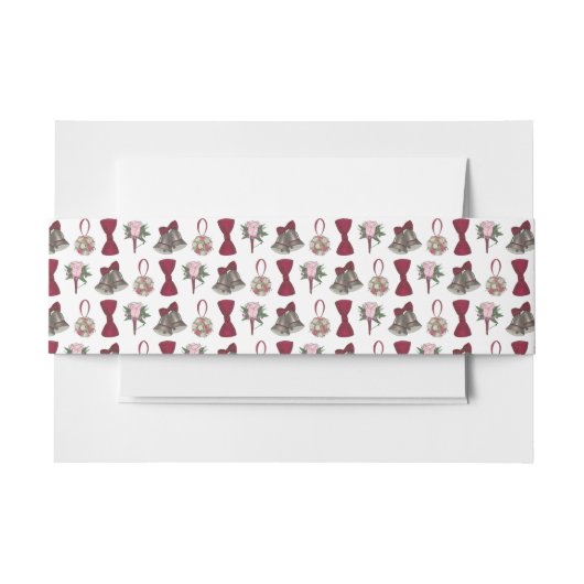 Wedding Bells Blume Bow Krawatte Bridal Rose Bouqu Einladungsbanderole (Vorderseite Beispiel)