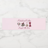 Wedding Bells Blume Bow Krawatte Bridal Rose Bouqu Wasserflaschenetikett (Einzelnes Label)