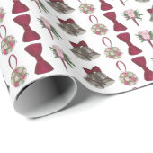 Wedding Bells Bride Groom Rose Bouquet Bowtie Geschenkpapier (Rolleneckpunkt)