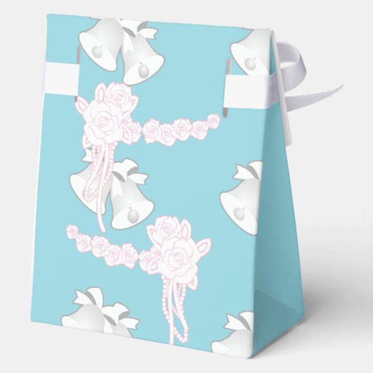 Wedding Bells Floral Pastel Blue Vielen Dank Geschenkschachtel (Rückseite)