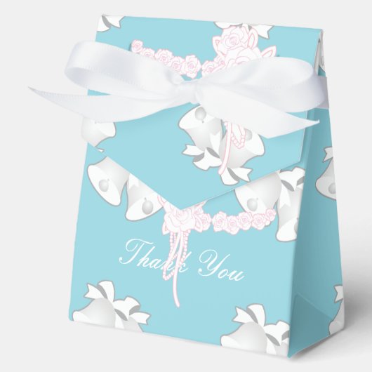 Wedding Bells Floral Pastel Blue Vielen Dank Geschenkschachtel (Vorderseite)