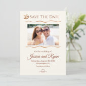 Wedding Bells with Photo Save the Date Einladung (Stehend Vorderseite)