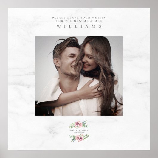 Wedding Best Wish Guest Foto Romantic Wreath Poster (Vorne)