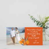 Wedding Bird of Paradise Budget Photo Thank Cards Dankeskarte (Stehend Vorderseite)