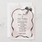 Wedding Black Bow and Ribbon on Watercolor Einladung (Vorderseite)