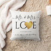 Wedding Black Gold Heart Script Name Mr. und Mrs. Kissen (Decke)