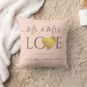 Wedding Black Gold Heart Script Name Mr. und Mrs. Kissen (Decke)