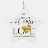 Wedding Black Gold Heart Weihnachten Name Mr. Ce Keramik Ornament (Vorne)
